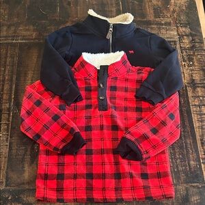 Plaid Red and Black Kids Shirt Set